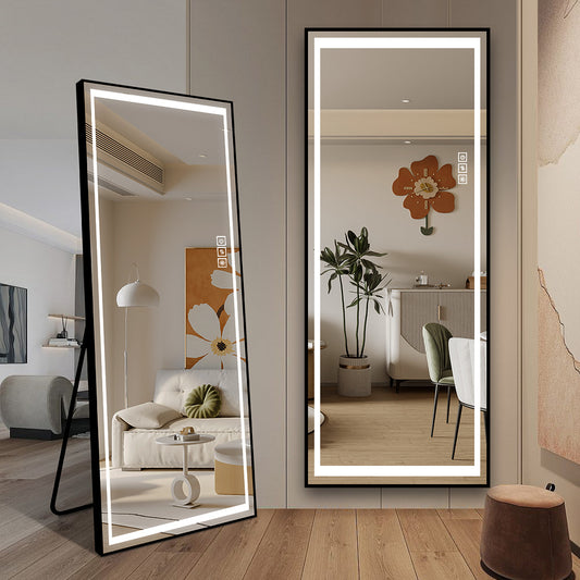 24" * 65" LED Mirror Full Length Mirror with Lights Wide Standing Tall Full Size Mirror for Bedroom Giant Full Body Mirror Large Floor Mirror with Lights Stand Up Dressing Big Lighted Mirror