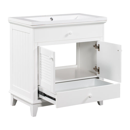 30" Bathroom Vanity with Sink, Bathroom Cabinet with Two Doors and One Drawer