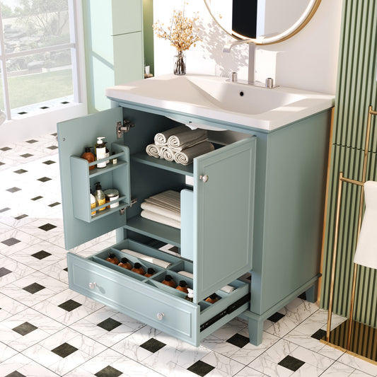 30\\\" Bathroom Vanity with Sink Combo, Multi-functional Bathroom Cabinet with Doors and Drawer, Solid Frame and MDF Board