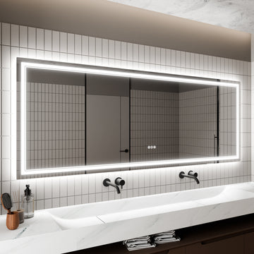 32" 84" LED Bathroom Mirror, Bathroom Vanity Mirrors with Lights, Mirrors for Wall with Smart Touch Button, Anti-Fog, Memory Function, Stepless Dimmable Makeup Mirror (Horizontal/Vertical)