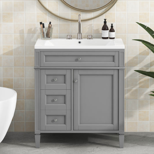 30'' Modern Bathroom Vanity with Sink, 2 Drawers, and Tip-out Drawer