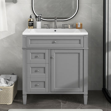 30'' Modern Bathroom Vanity with Sink, 2 Drawers, and Tip-out Drawer